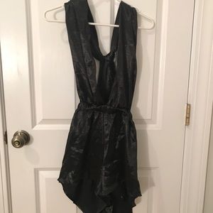 Satin halter tie up romper